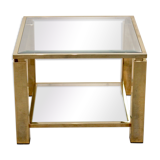 Table d'appoint carrée en verre plaqué or 23 carats Belgochrom