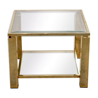 Square side table in 23 carat gold plated glass Belgochrom