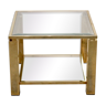 Table d'appoint carrée en verre plaqué or 23 carats Belgochrom