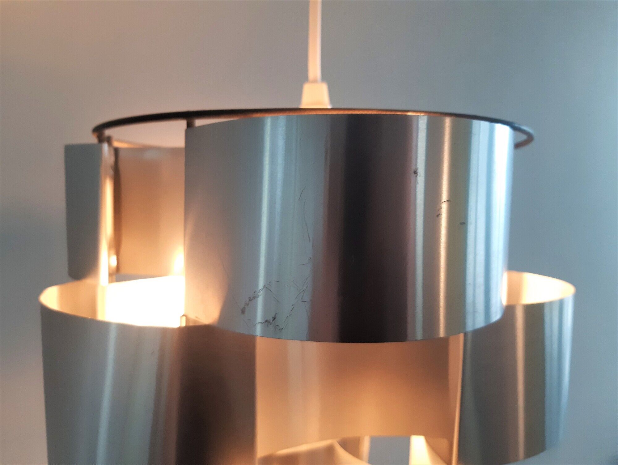 Aluminum pendant lamp by Max Sauze, France 1970's