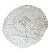 White cotton tablecloth with openwork embroidery 160X170 cm