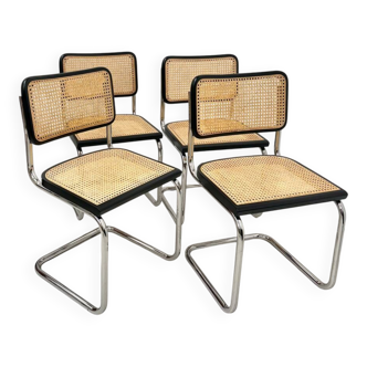 Set of 4 black Cesca B32 chairs