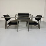 Salon brutaliste fauteuils simili métal design Karl Friedrich Forster