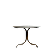 Table ronde en verre fumé et chrome