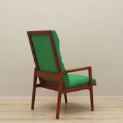 Fauteuil danois en teck et tissu vert, années 1970