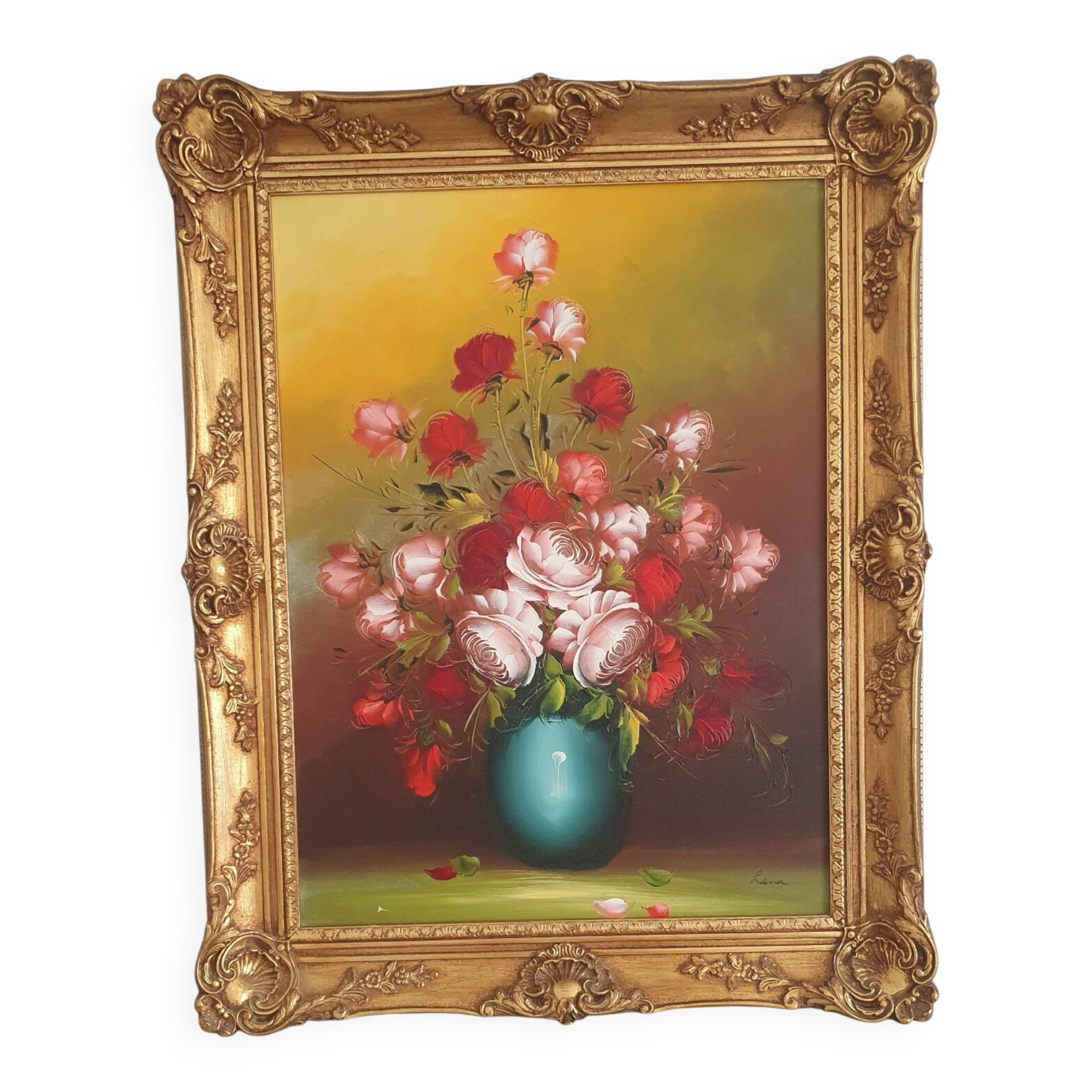 Large painting "bouquets of roses" - signed oil on canvas