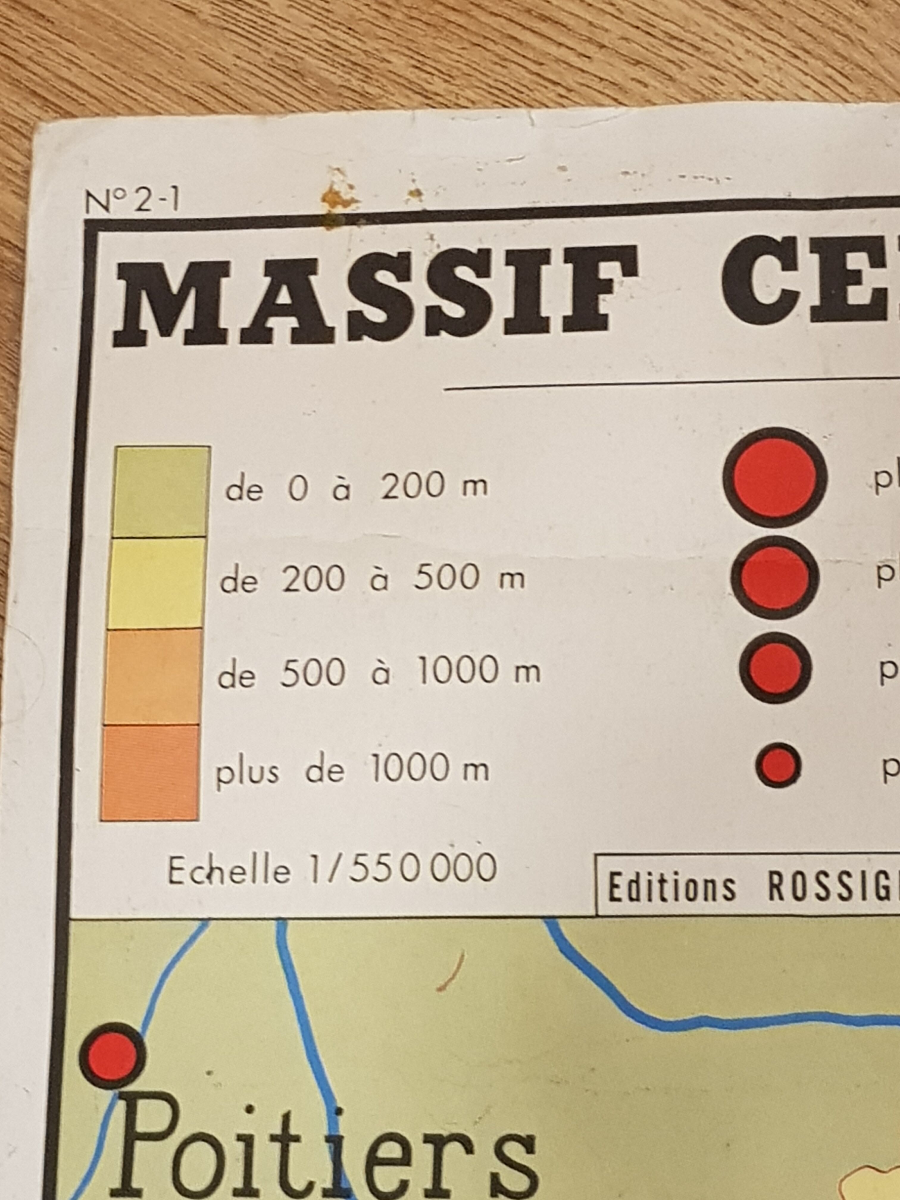Editions Rossignol map - Massif Central & Jura (90 x 75cm)