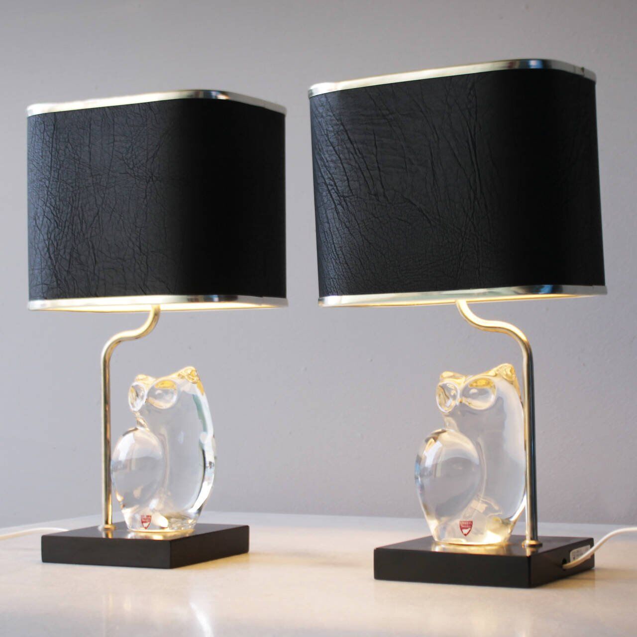 Pair of lamps by Olle Alberius for Orrefors Crystal