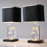 Pair of lamps by Olle Alberius for Orrefors Crystal