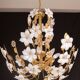 Large Size Vintage Murano Glass Chandelier White Flowers, 1970