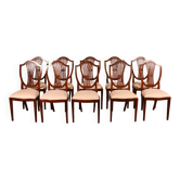 set of 10 mahogany chairs with inlays - 19th century