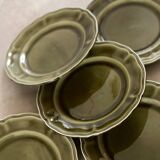 5 Lunéville Moss Green dessert plates.