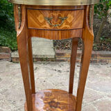 Marquetry pedestal table