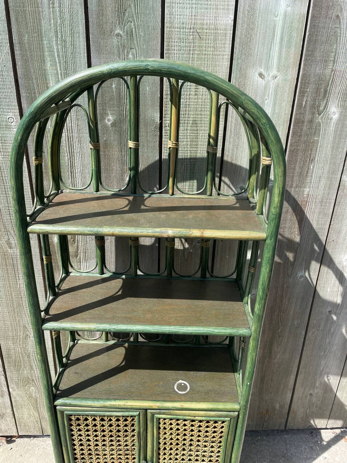 Green bamboo bookcase