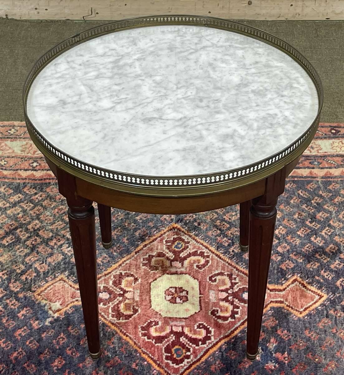 Louis XVI style bouillotte pedestal table from the 1950s