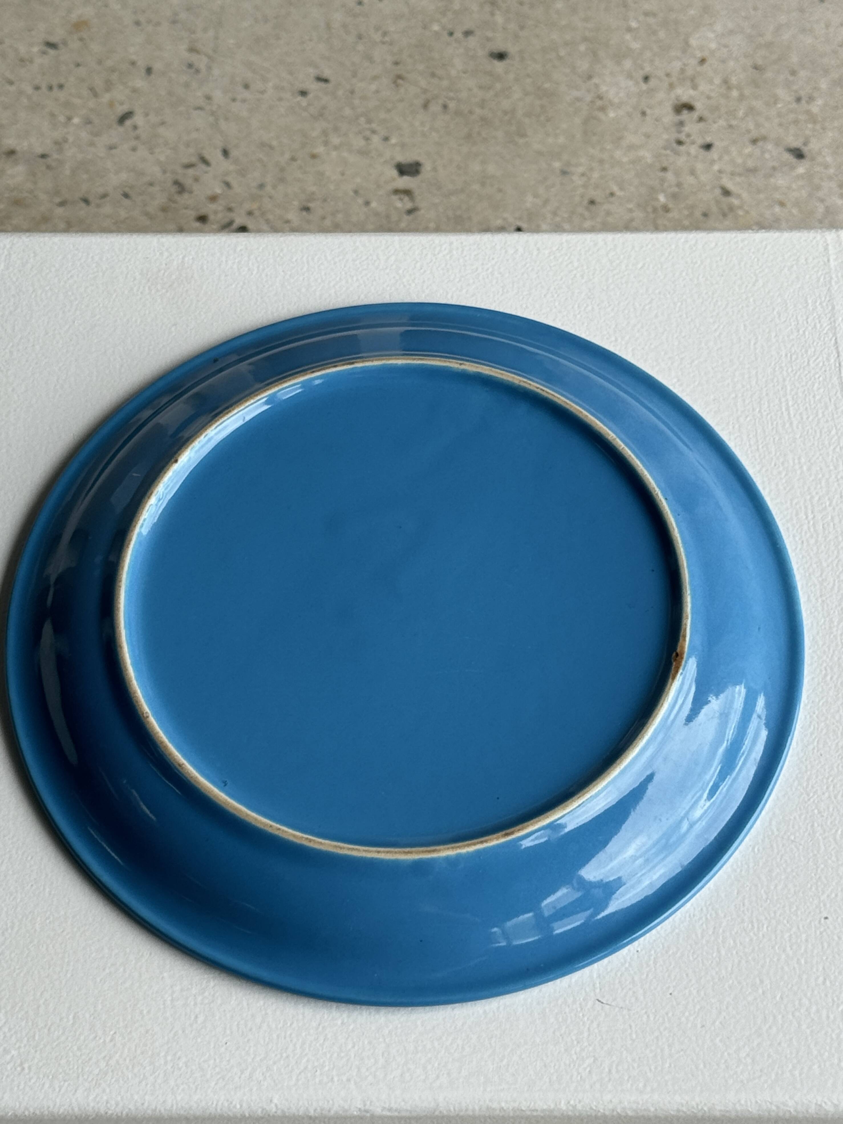 Set of 2 sky blue plates, one slotted