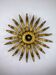 Large French sunburst flower leafed light fixture in gilt metal, 1960s