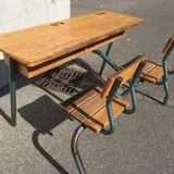 School desk vintage bench