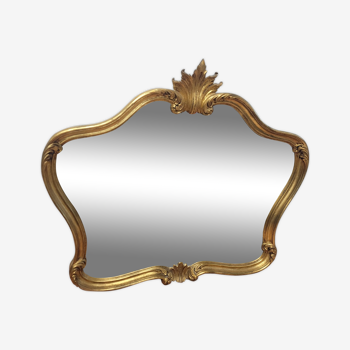 Miroir style Louis XV en bois doré, 80×69 cm