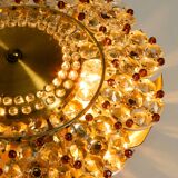 Mid Century Modern ceiling lamp made of glass stones and brass frame