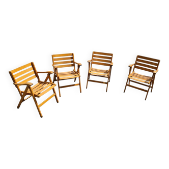 4 chaises pliantes par Ico & Luisa Parisi pour Reguitti, Italie, années 1970