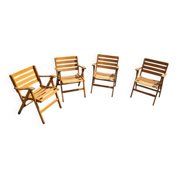 4 chaises pliantes par Ico & Luisa Parisi pour Reguitti, Italie, années 1970