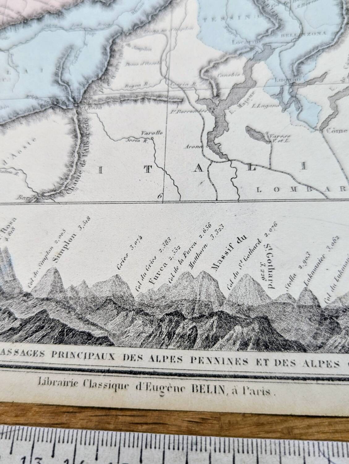 Switzerland, original map printed in 1879.