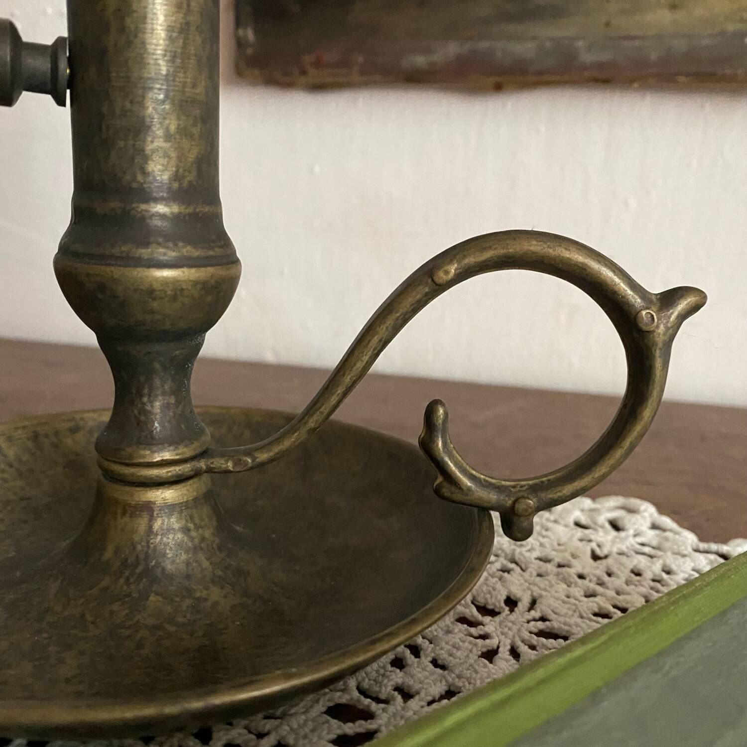 Antique burnished brass candlestick