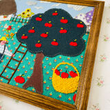 Cadre vintage broderie patchwork handmade