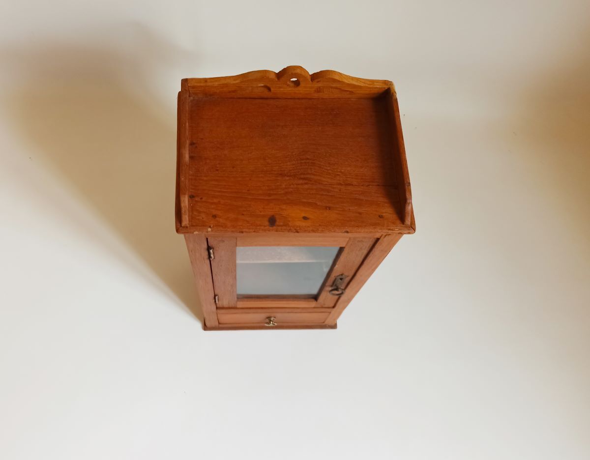 Wall display case early 20th Solid Burmese teak Height 55 cm