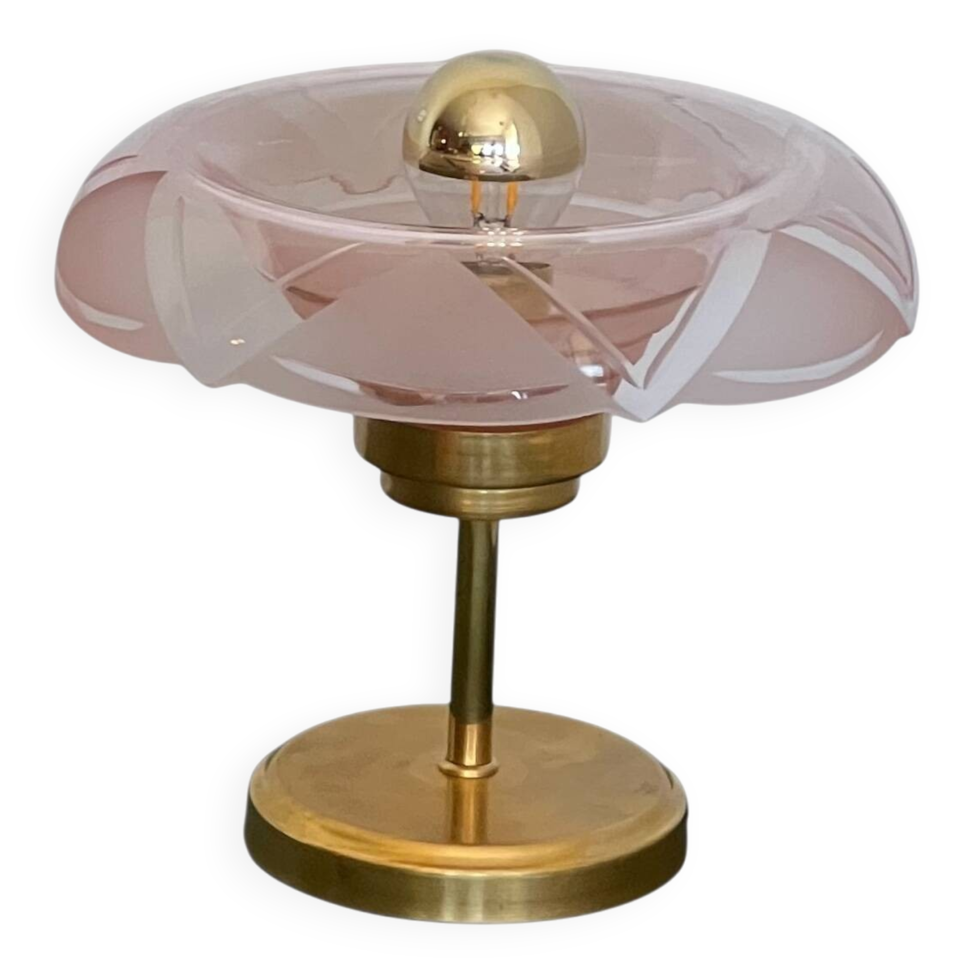 Art Deco bedside lamp in brass and etched glass