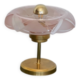 Art Deco bedside lamp in brass and etched glass