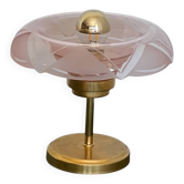 Art Deco bedside lamp in brass and etched glass