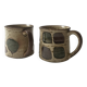 Set of 2 glazed ceramic coffee mugs from around 1970.
