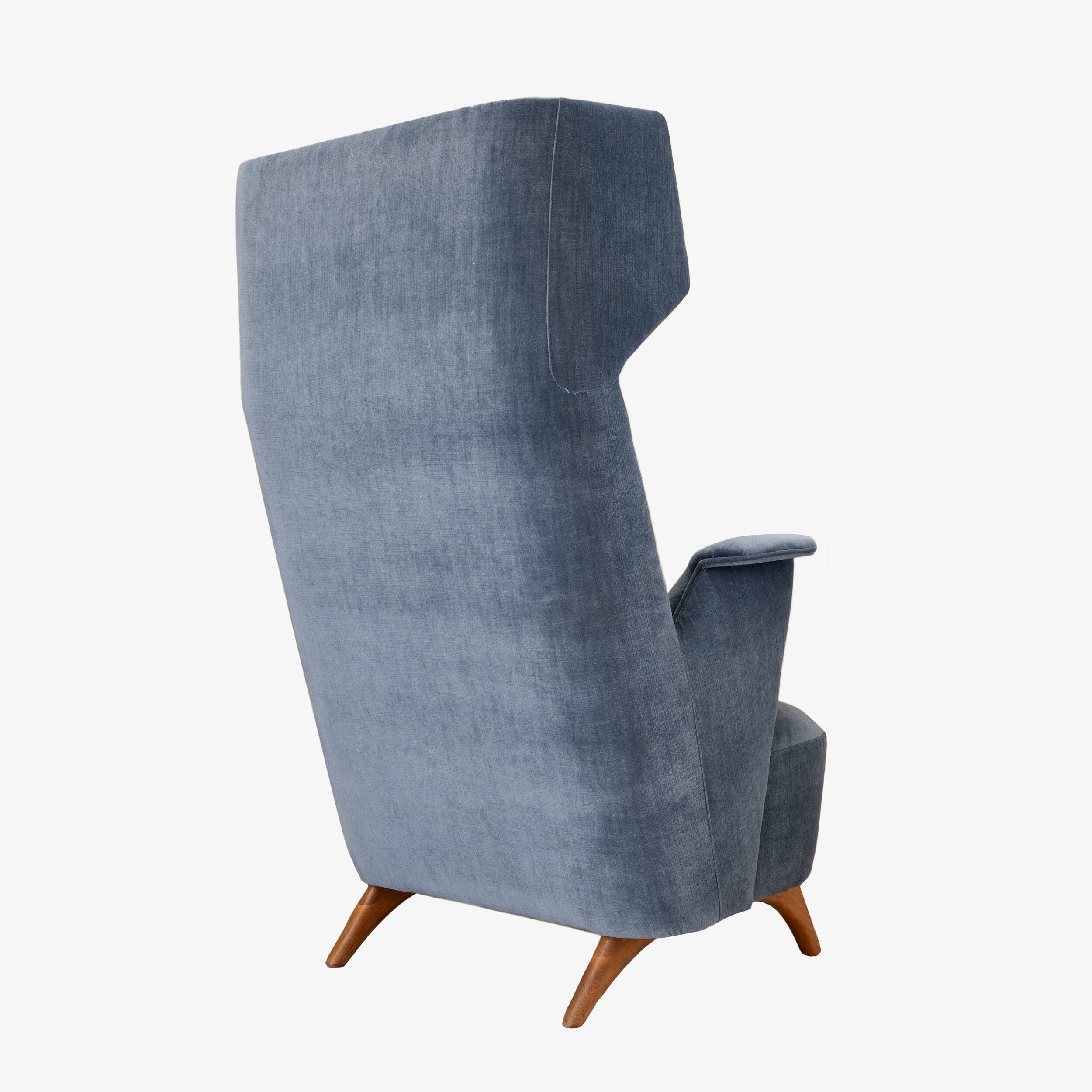 Pair of Mid-Century Modern Italian Velvet High Back Armchairs, 1950s