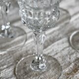 8 vintage pressed glass champagne glasses