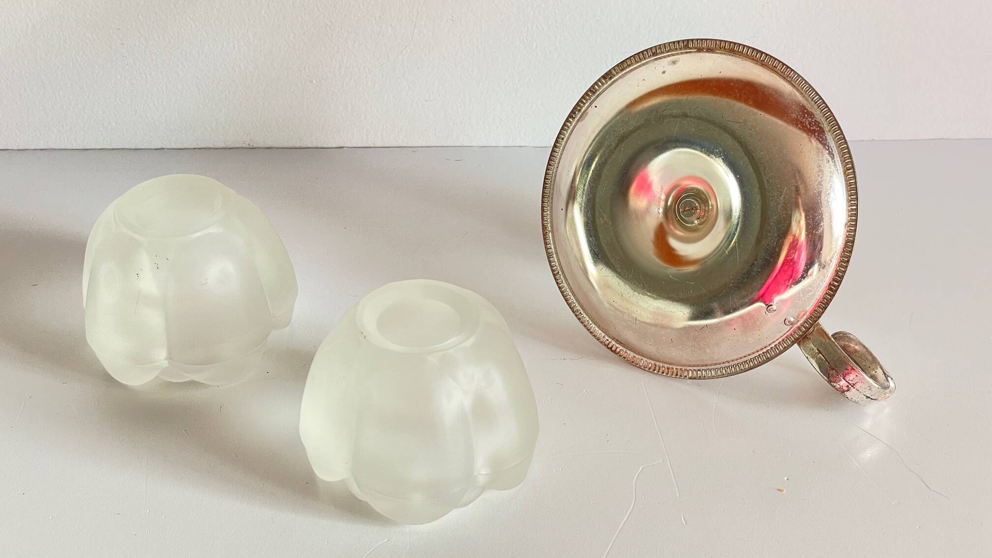 Vintage Silver Glass Candle Holder