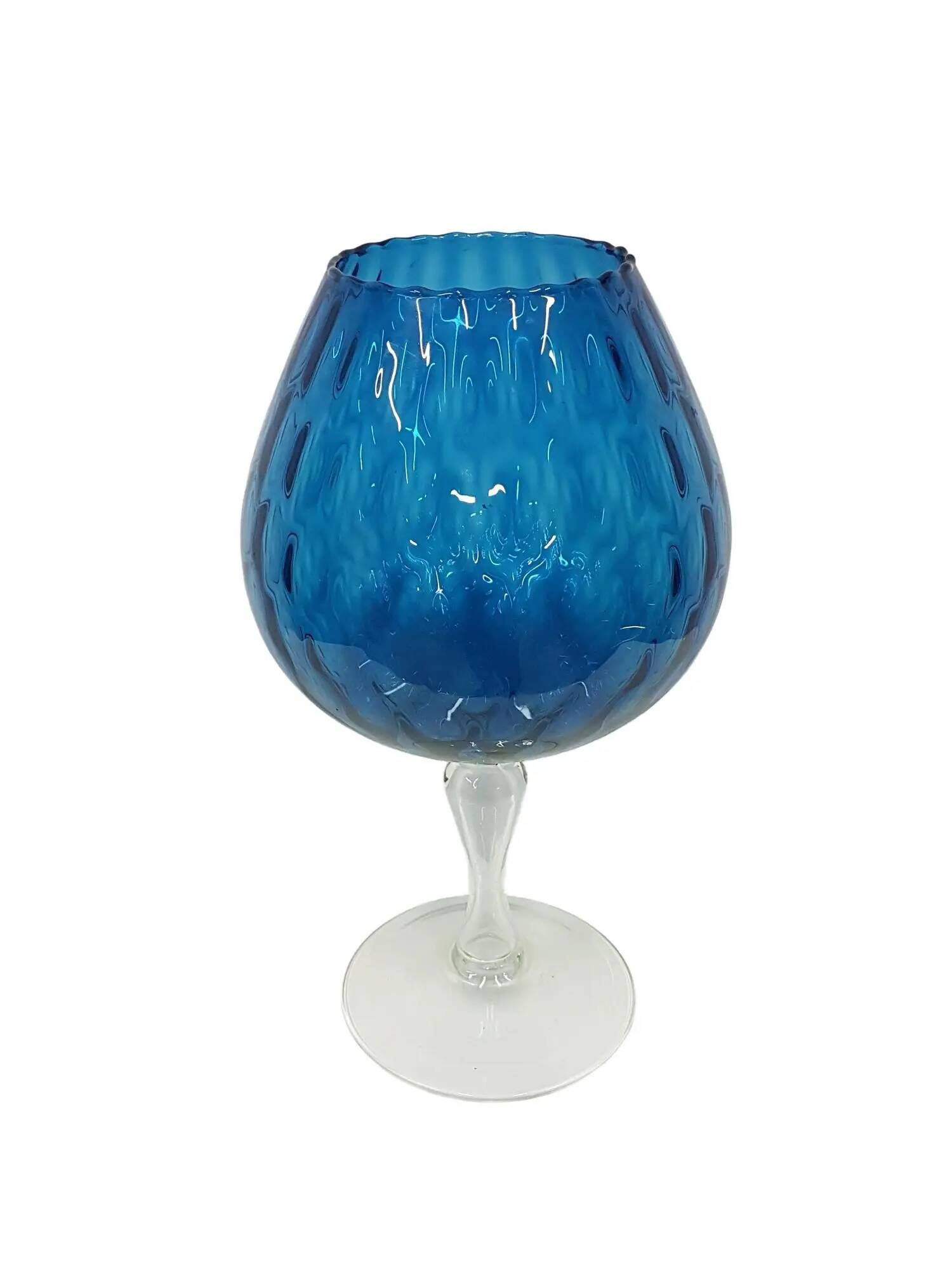 Blue-violet glass chalice vase, Italy, 1970s.