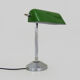 NIAM desk lamp with articulated head, dark green color and chrome. Art Deco