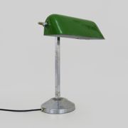 NIAM desk lamp with articulated head, dark green color and chrome. Art Deco