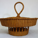 Old bottles and glasses holder wicker vintage aperitif