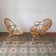 Trio de fauteuils rotin vintage