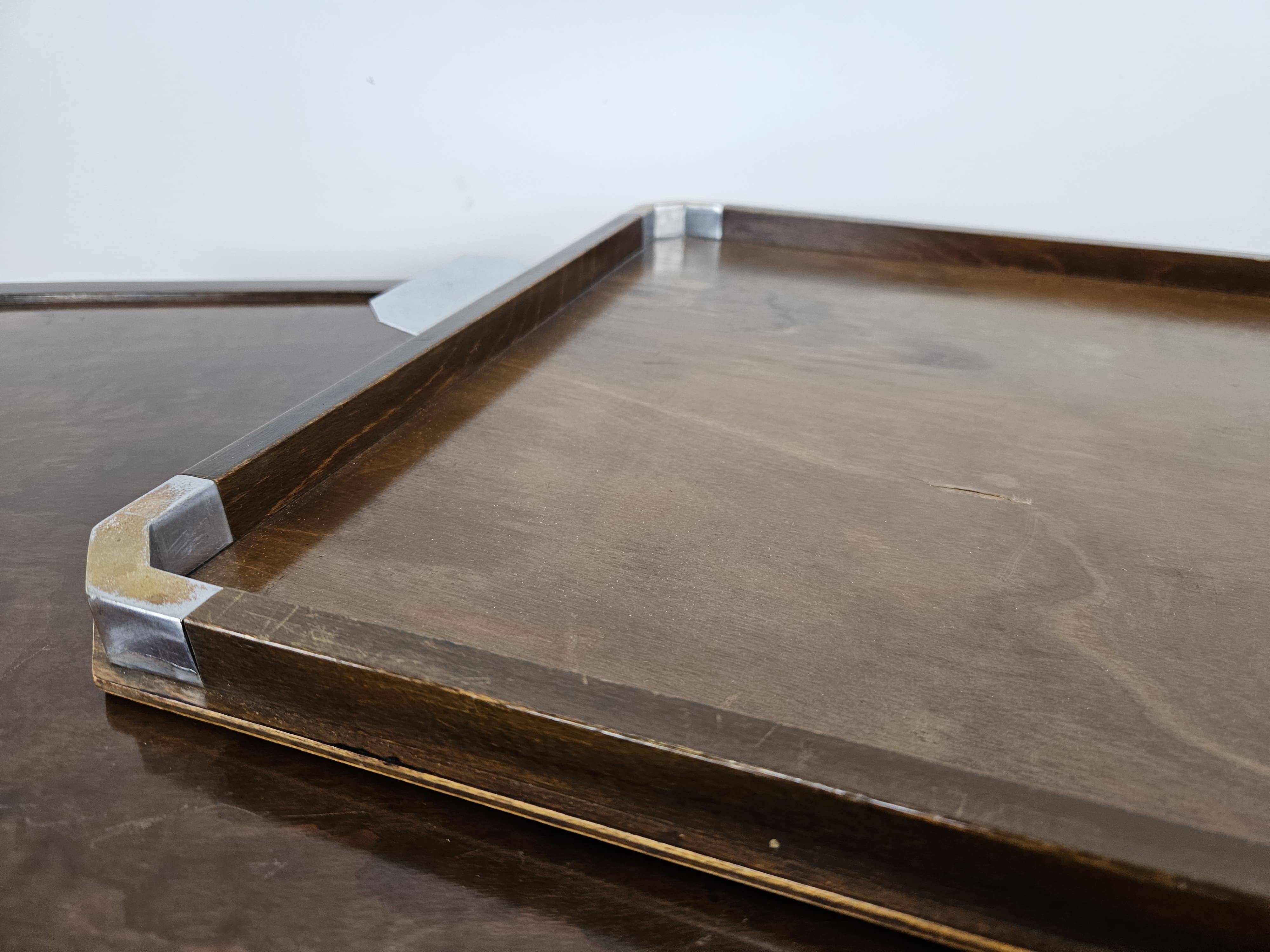 1930s art decò tray by fada in wood and metal