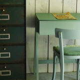 Bureau pieds compas et chaise Baumann vintage revisités