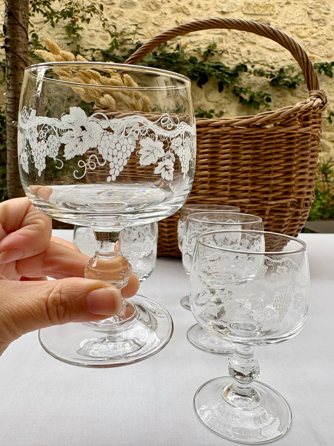 6 Luminarc vine shoot wine glasses