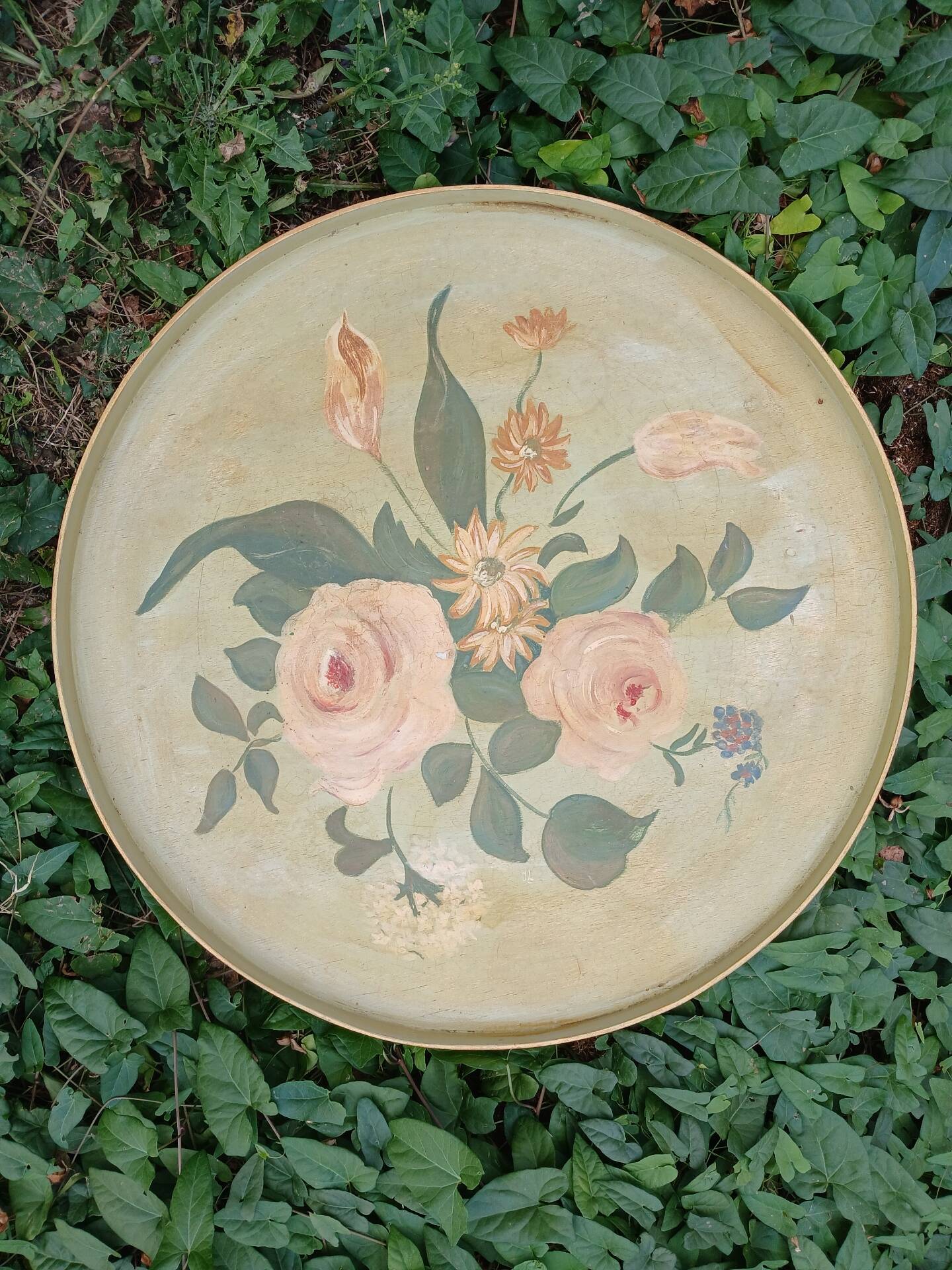 Large ancient wooden platter
