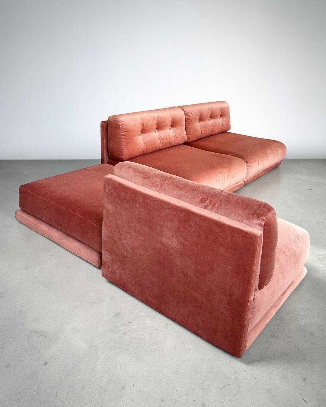 Canapé modulaire Salpol en velours Dralon (Bayer), Italie 1970
