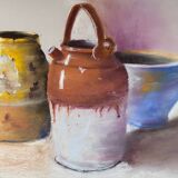 Tableau nature morte poteries