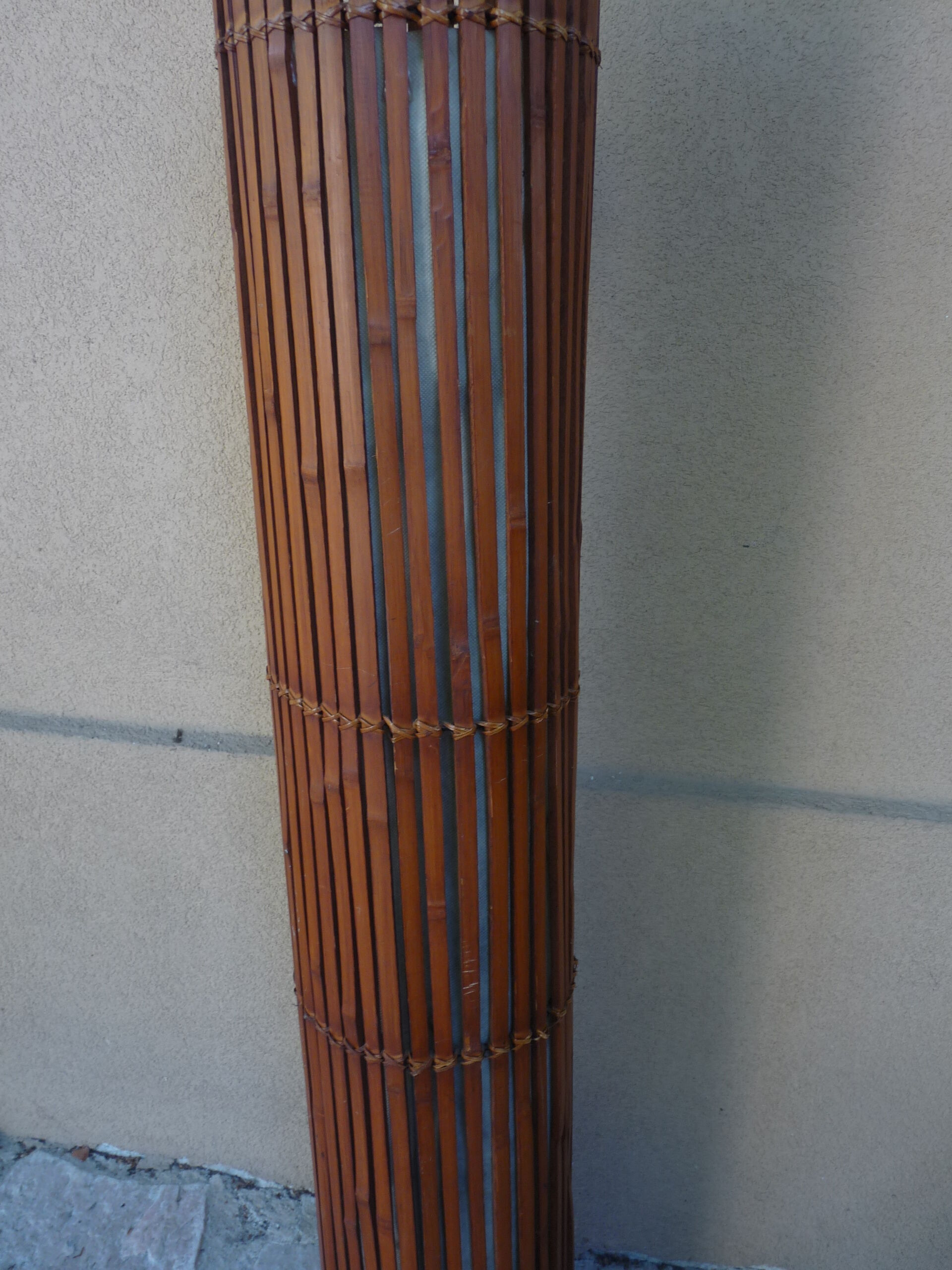 Floor lamp cylinder in vintage rattan years 80