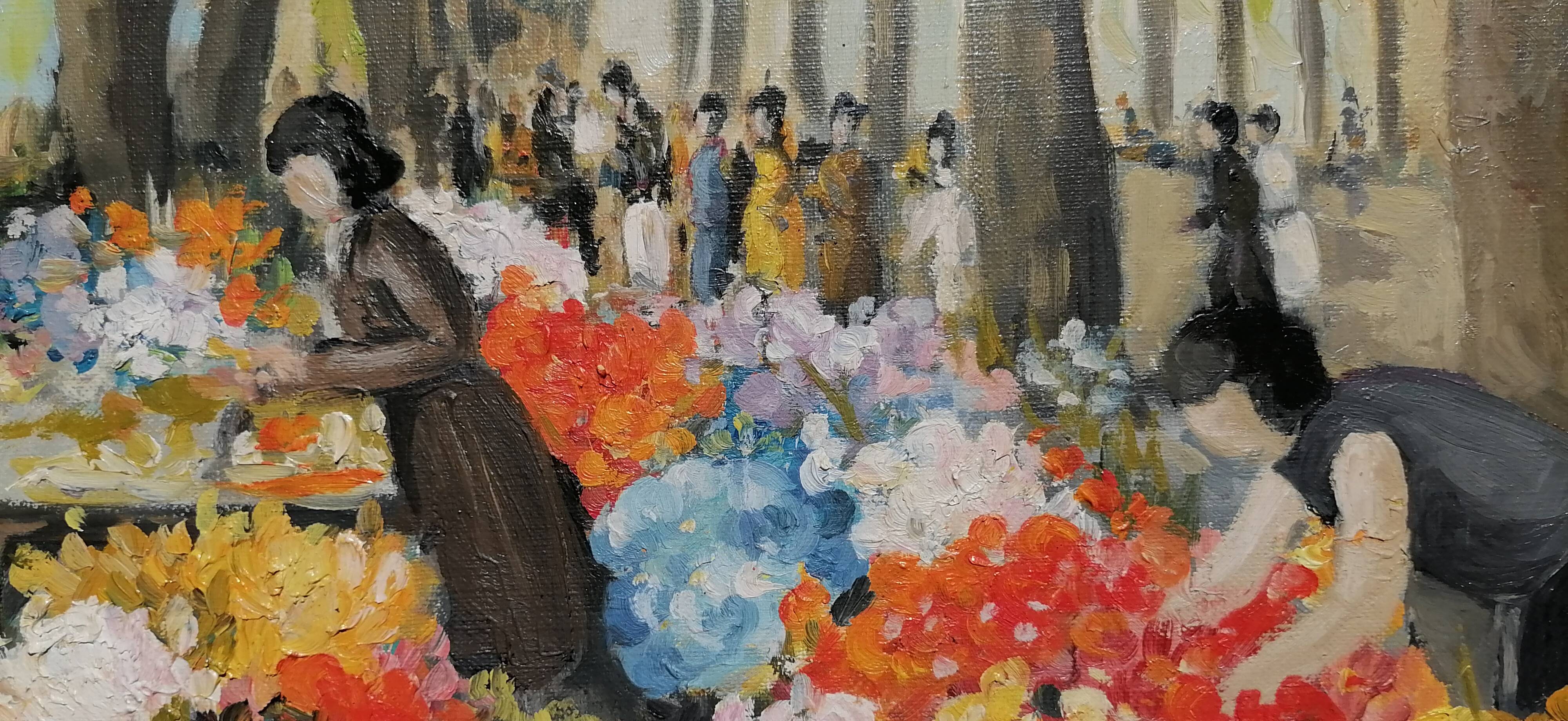 Painting "the flower market" by Béziers